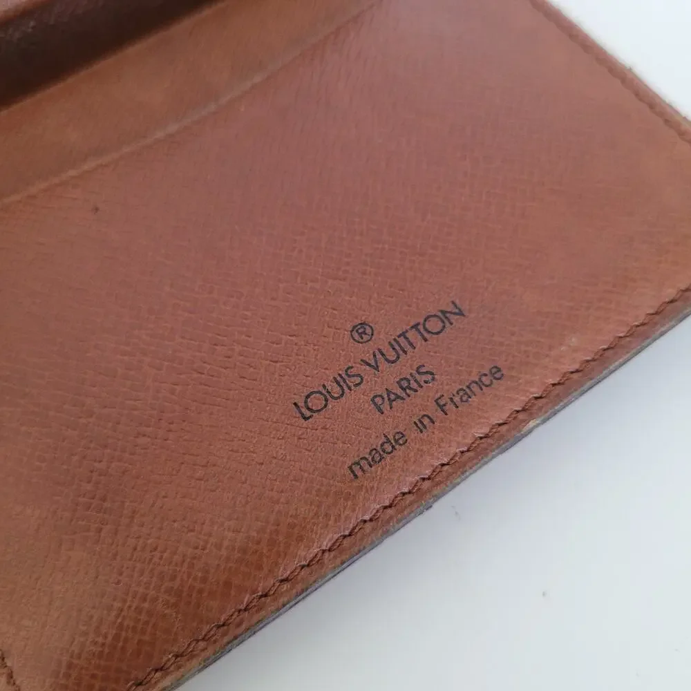 Vintage Louis Vuitton Unisex LV Brown Bi-Fold Leather Wallet Monogram Card Bill